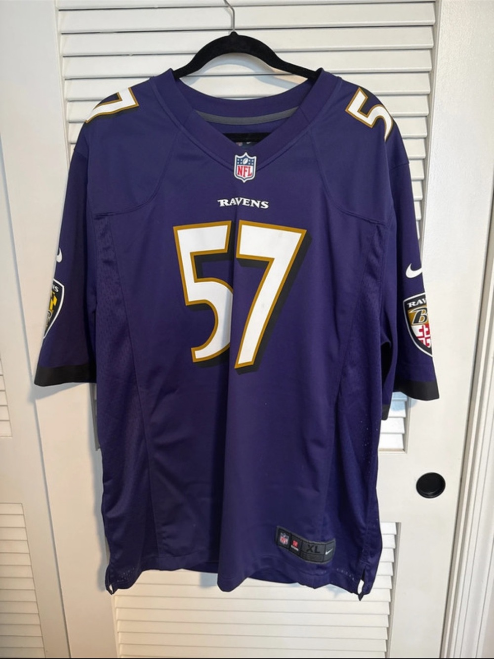 NFL Baltimore Ravens #57 Purple and White Men's Jersey